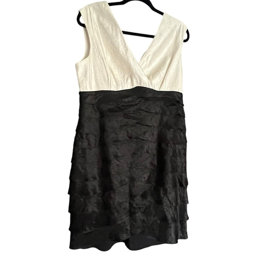 Vintage Willow Glen Sleeveless Black and Ivory Cocktail Dress Size 14Petite - Picture 9 of 9